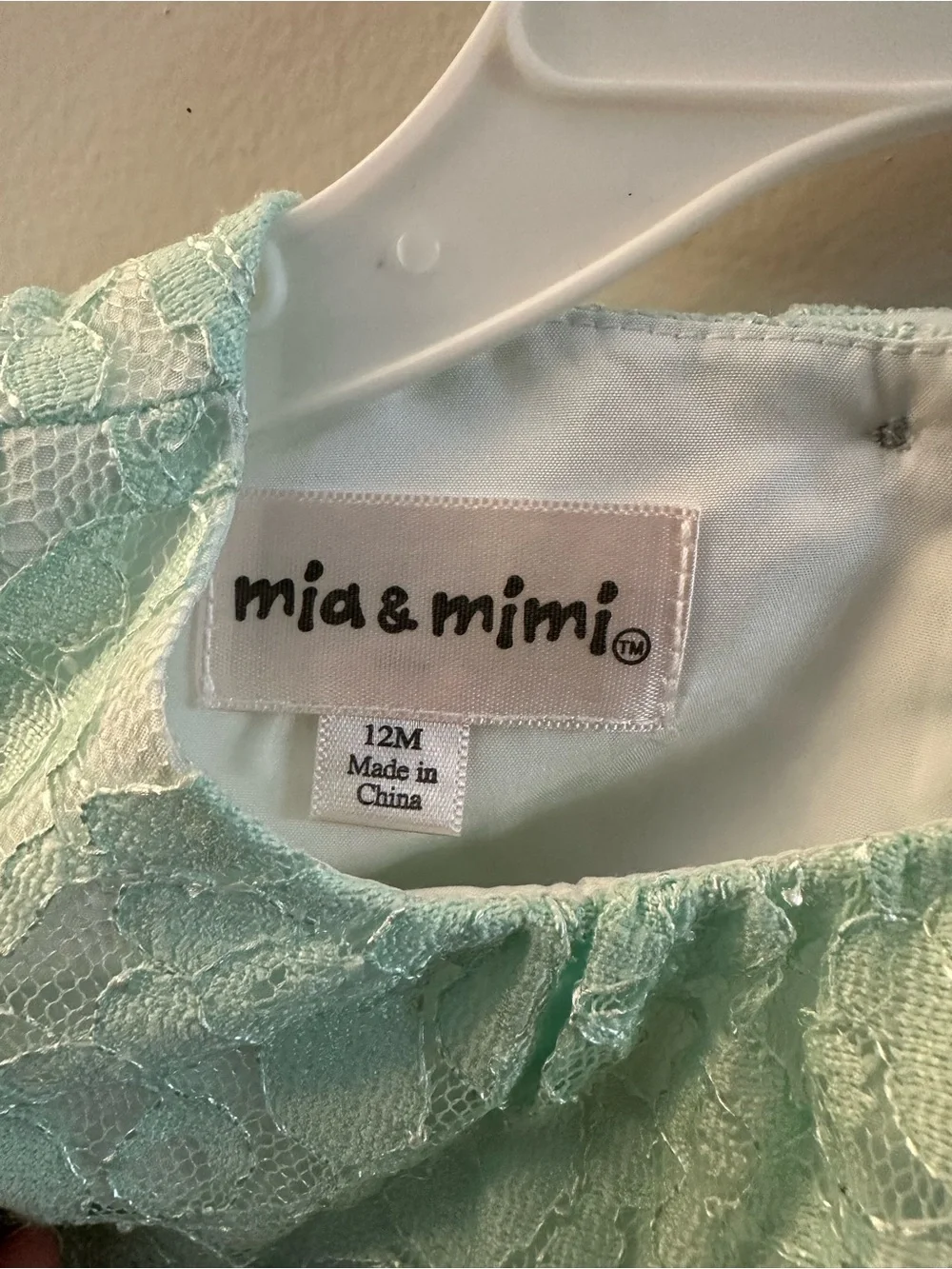 Toddler Mint Lace Ruffle Dress with Floral Accent